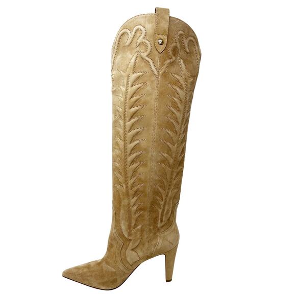 Christian Louboutin Santia Botta 85 Suede Knee High Western Boots 38.5 - Picture 8 of 15